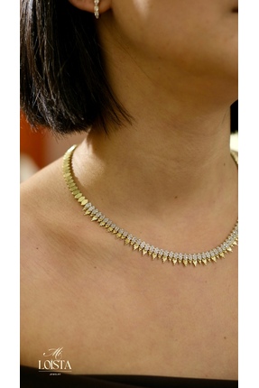 Mi Loista Jewelry Mi Loista Taş Detaylı Gold Zarif Kolye