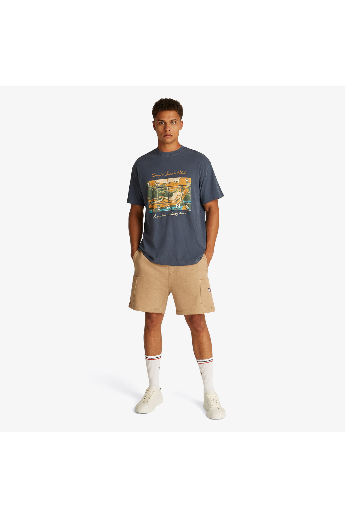 تامی هیلفیگر تی‌شرت آبی گرافیکی مردانه تامی جینز بیچ کلاب