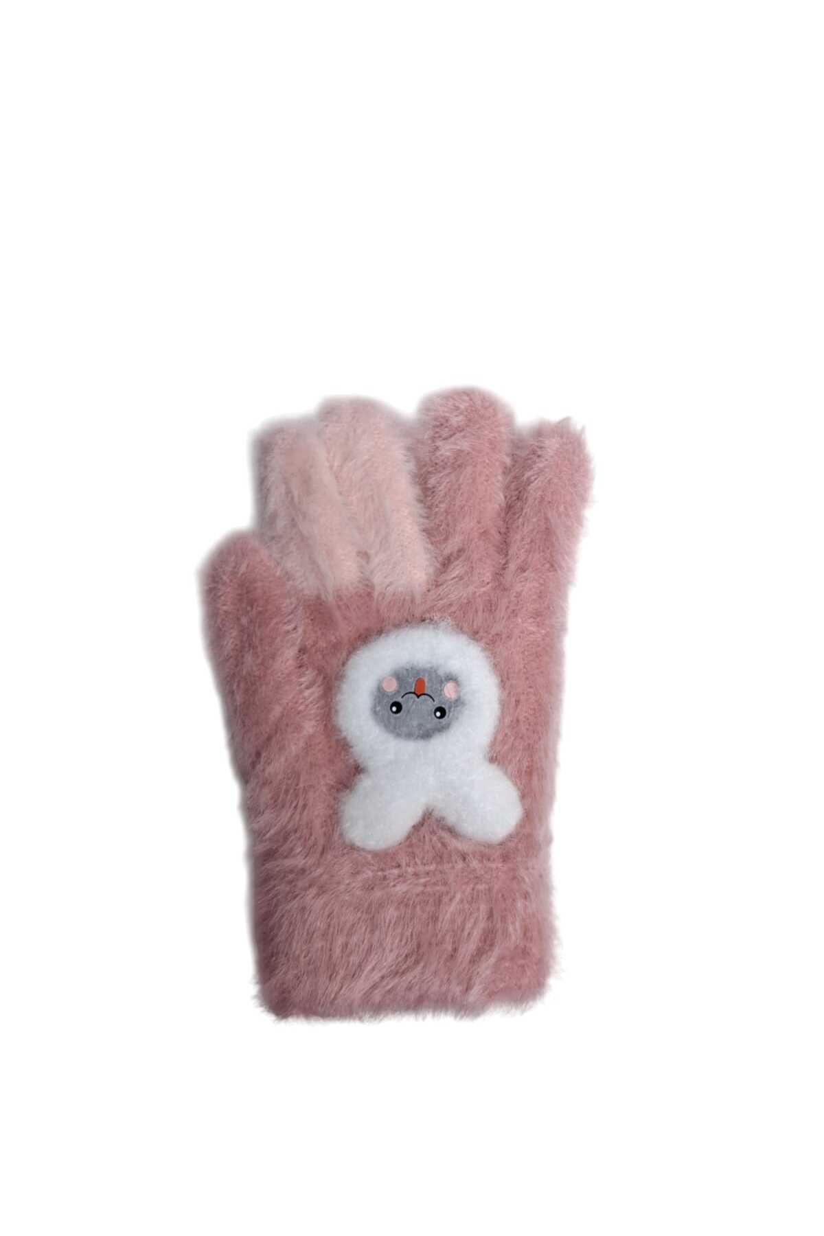 Kitti Spteks 4-8 Yaş Kız Çocuk Koyu Pembe Sevimli Tavşan Figürlü Kışlık Örme Eldiven fotoğrafı 3 (önizleme)