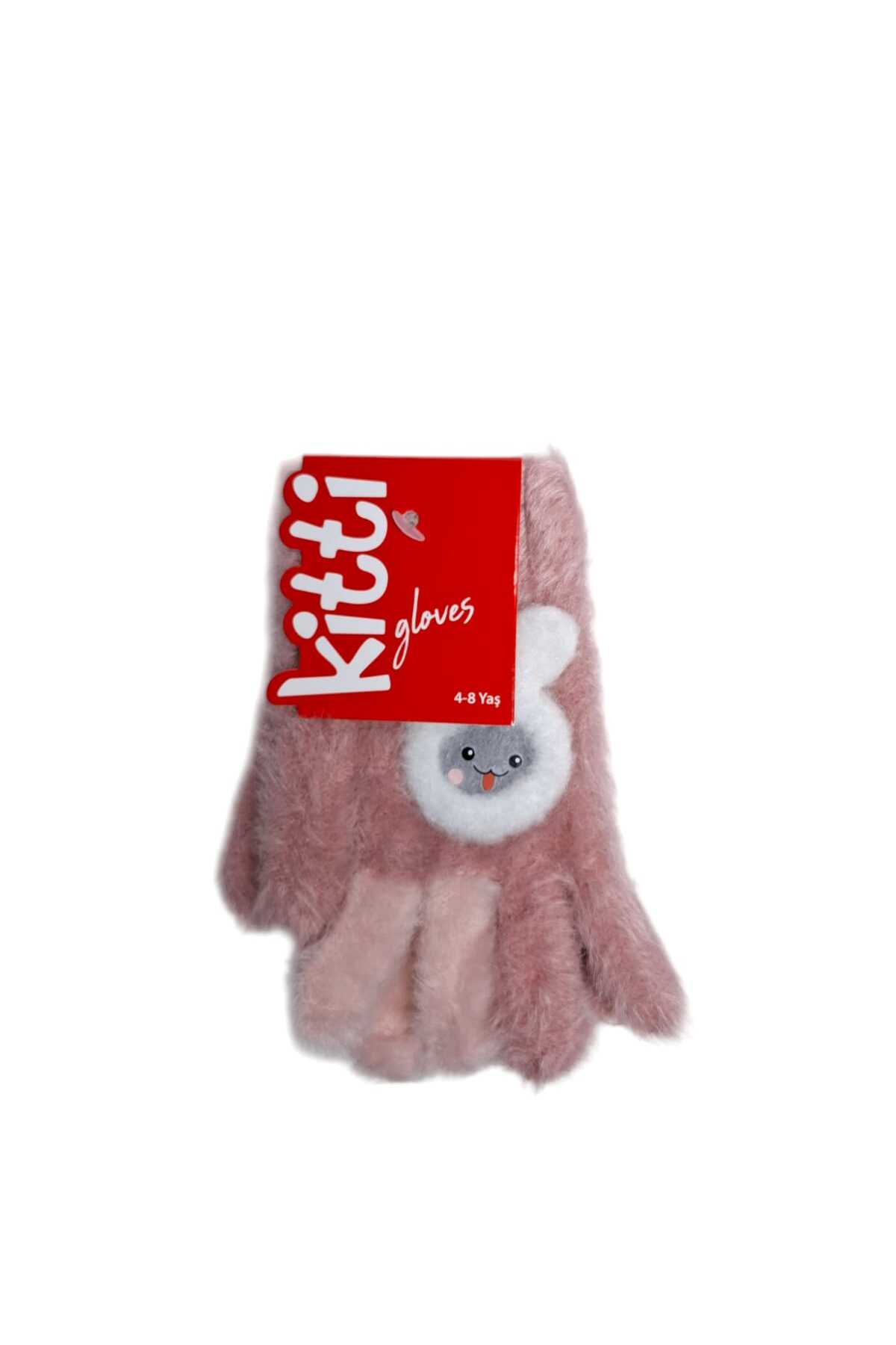 Kitti Spteks 4-8 Yaş Kız Çocuk Koyu Pembe Sevimli Tavşan Figürlü Kışlık Örme Eldiven fotoğrafı 4 (önizleme)