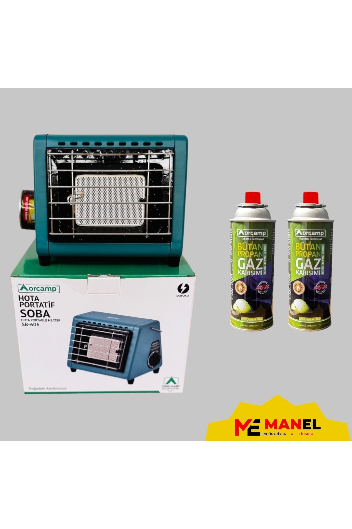 MANEL Orcamp Hota SB-606 Portatif Gaz Sobası + 2 Adet Gaz Kartuşu
