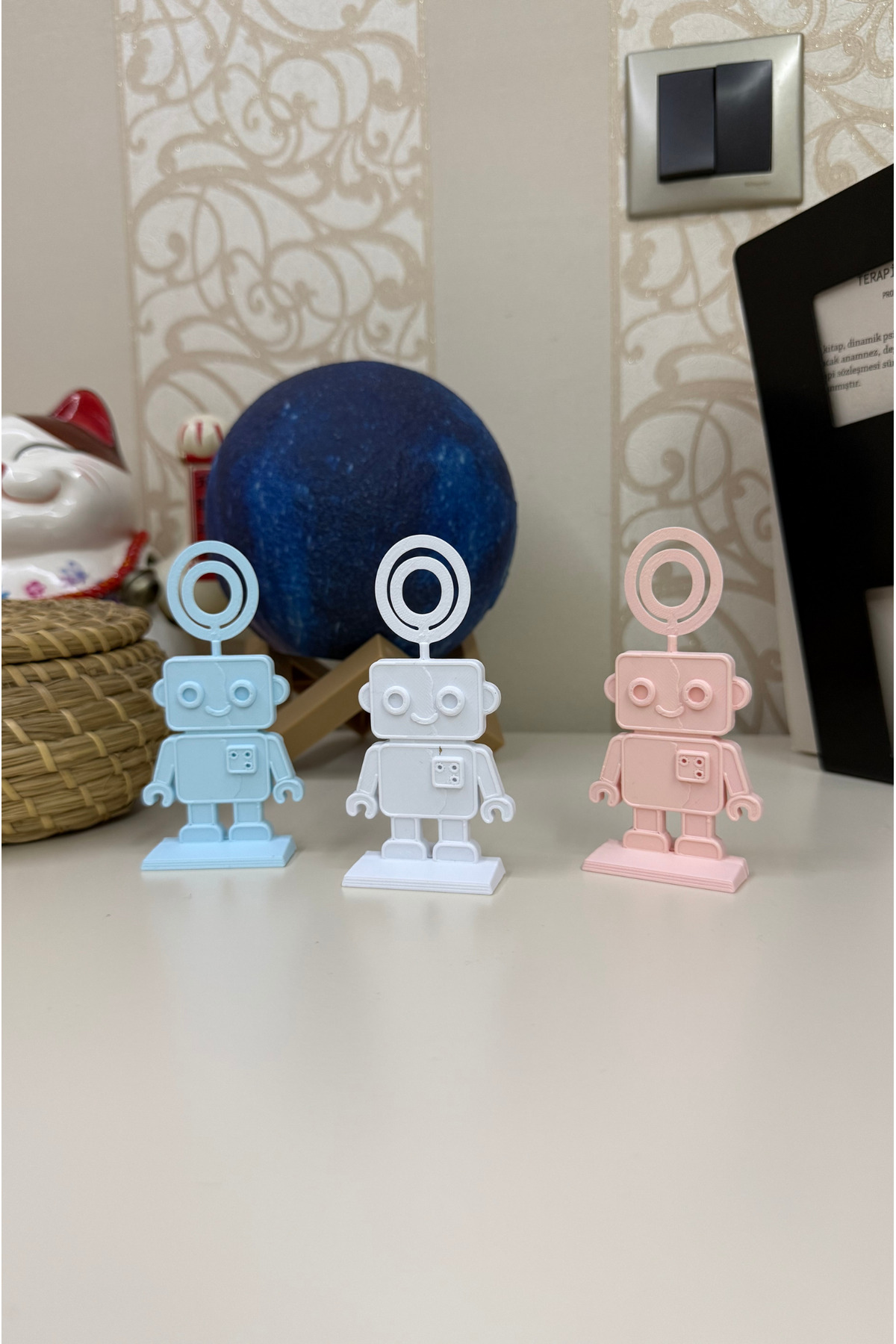 hobier 3 Adet Pembe, Mavi, Beyaz Fotoğraf Standı, Not Tutucu, Anı, Bebek Odası, Çocuk Odası fotoğrafı 3 (önizleme)