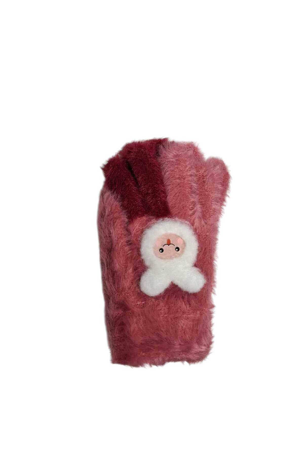 Kitti Spteks 4-8 Yaş Kız Çocuk Vişne Renk Sevimli Tavşan Figürlü Kışlık Örme Eldiven fotoğrafı 4 (önizleme)