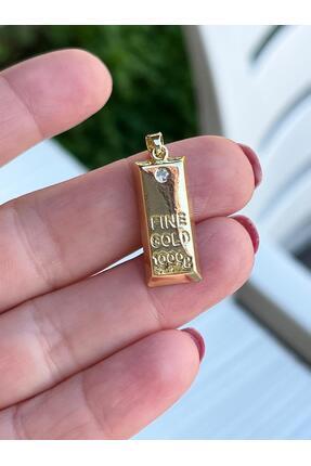 shesra Külçe Altın Model 14K Renk Kaplama Çelik Kolye Ucu