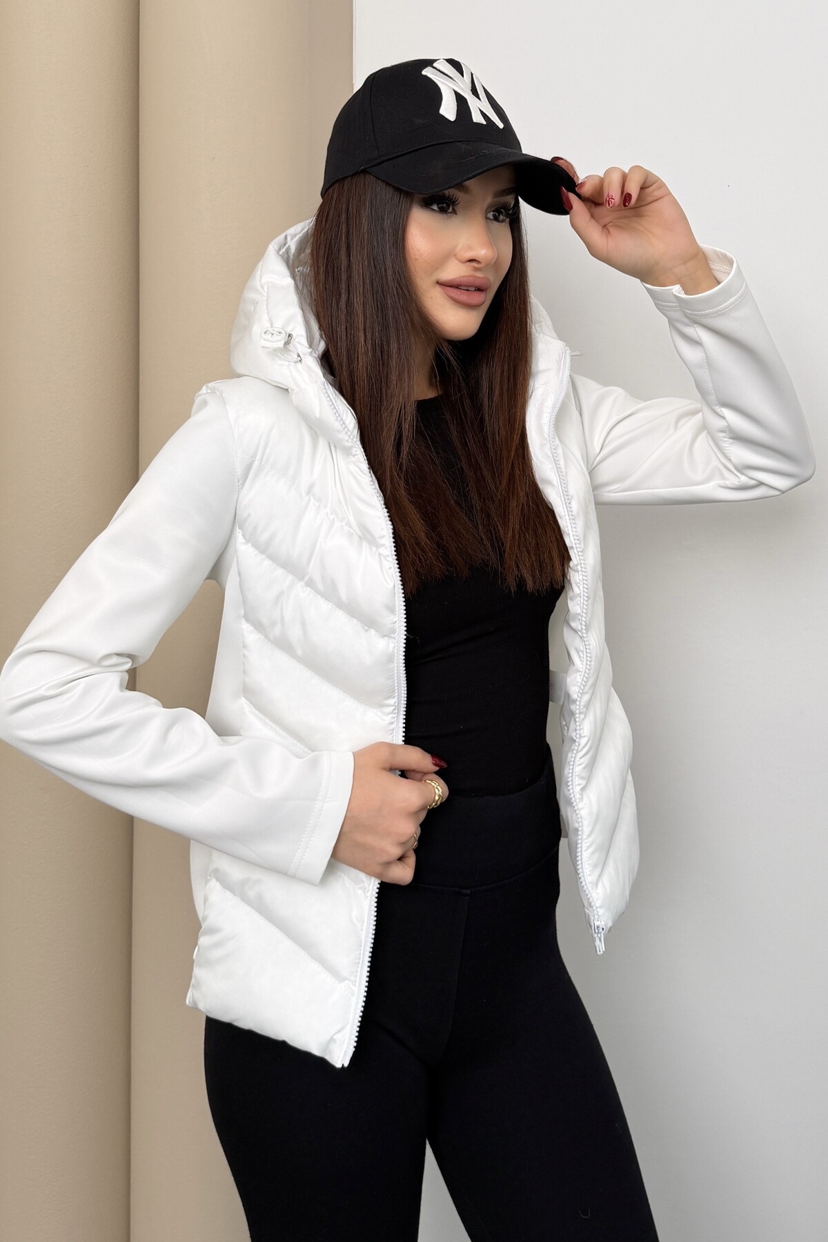 moda armanc  Kadın Kapüşonlu Şişme Mont Range Rover Mom Ceket - Görsel 4