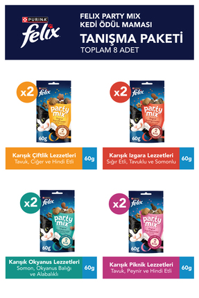 FELIX Party Mix Karışık Kedi Ödül Maması 8li Tanışma Paketi