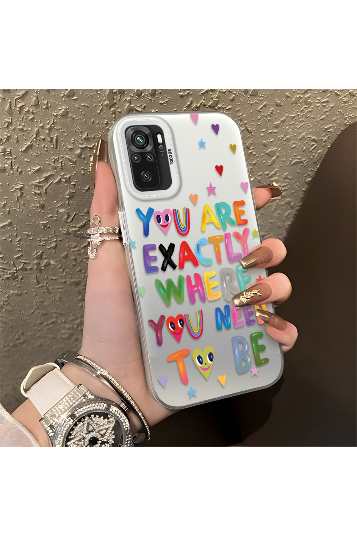 Xiaomi Redmi Note 10S Compatible Matte Glossy Surface Impact Protection Colorful Silver Case Graffiti