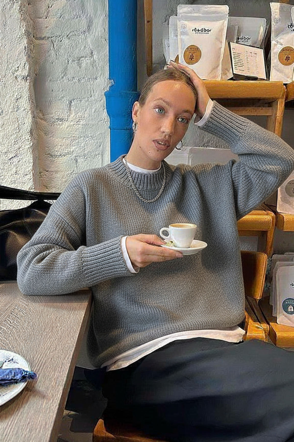 Women's Crew Neck Oversized Knitwear Sweater, Women's Sweater Fmoda1978