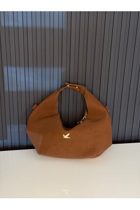 JASECO Kadın Kuş Logolu Süet Dokulu Hobo El Ve Omuz Çantası