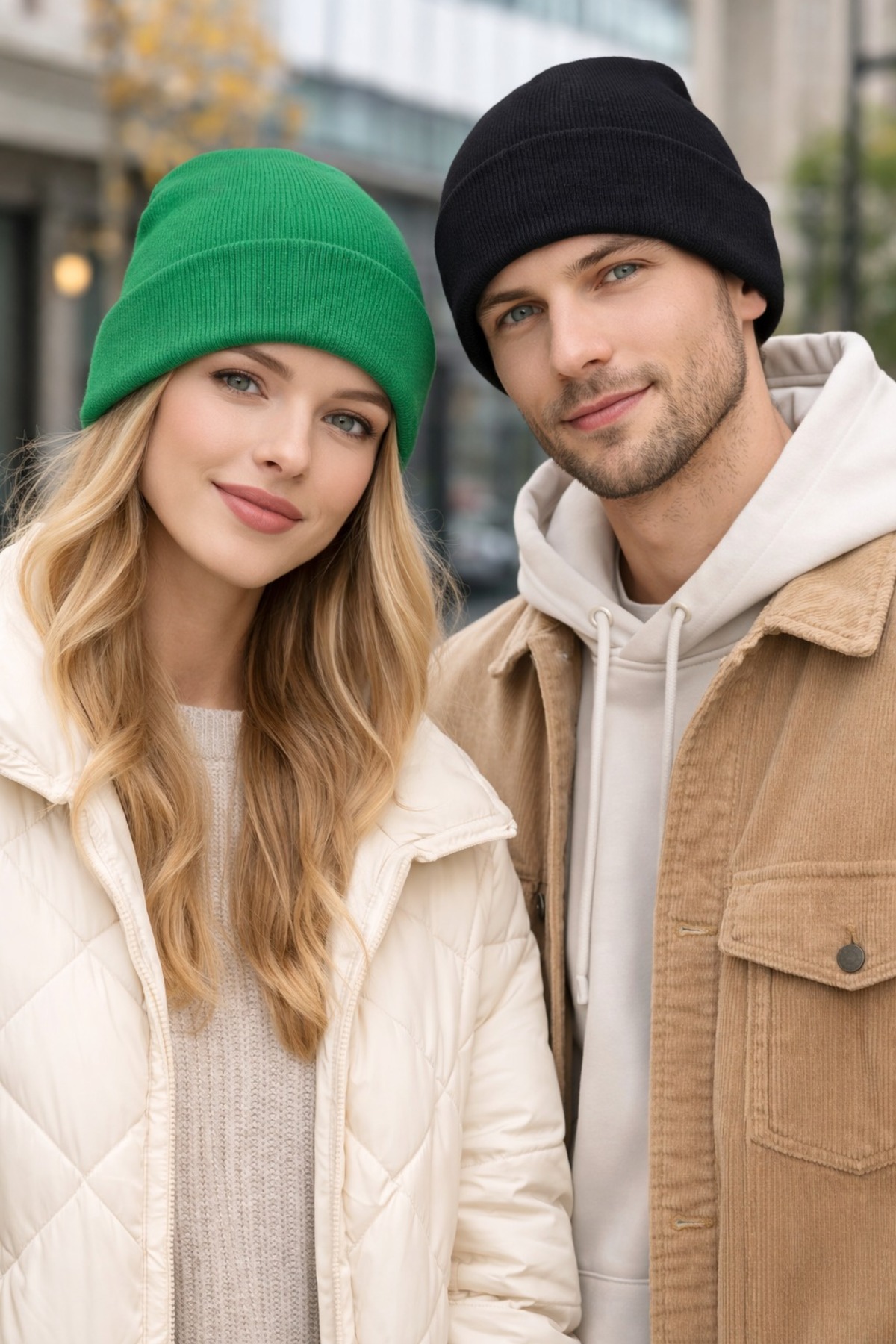 Unisex Folded 2-Piece Beanie Set - Winter Knitted Beloved Beanie