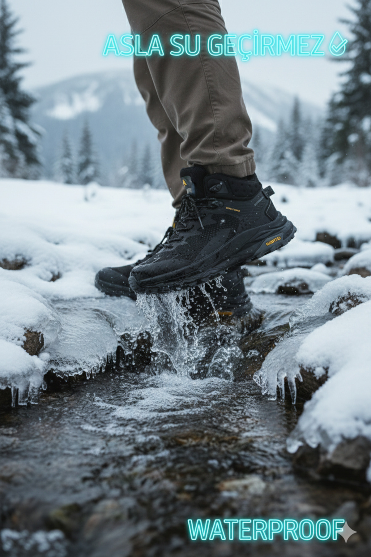 HUMTTO Erkek Trekking-Outdoor Dayanıklı Su Geçirmez Kışlık Aktivite Spor Kar Botu HT5K/W260987A görsel 2