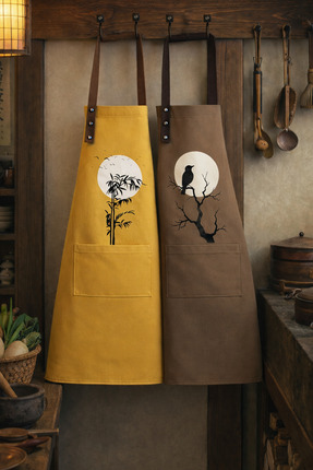 Hulganz Mutfak Önlüğü Seti 2'li Leke Tutmaz Su itici Kumaş Solmaz Baskı Güneş...