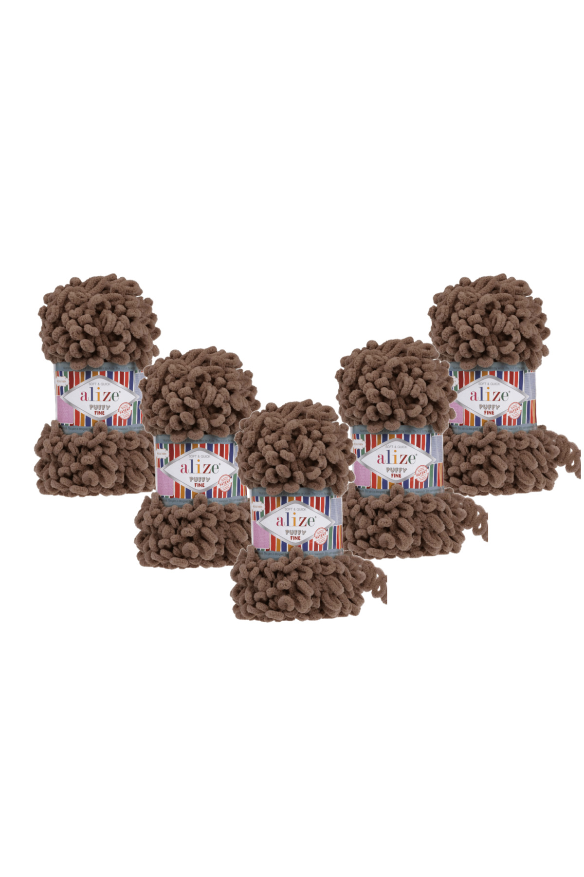 Puffy Fine (SMALL LOOP ) 466 Hand Knitting Yarn 5-Pack - 100 Gr. 14.5 Mt. Finger Knitting Yarn