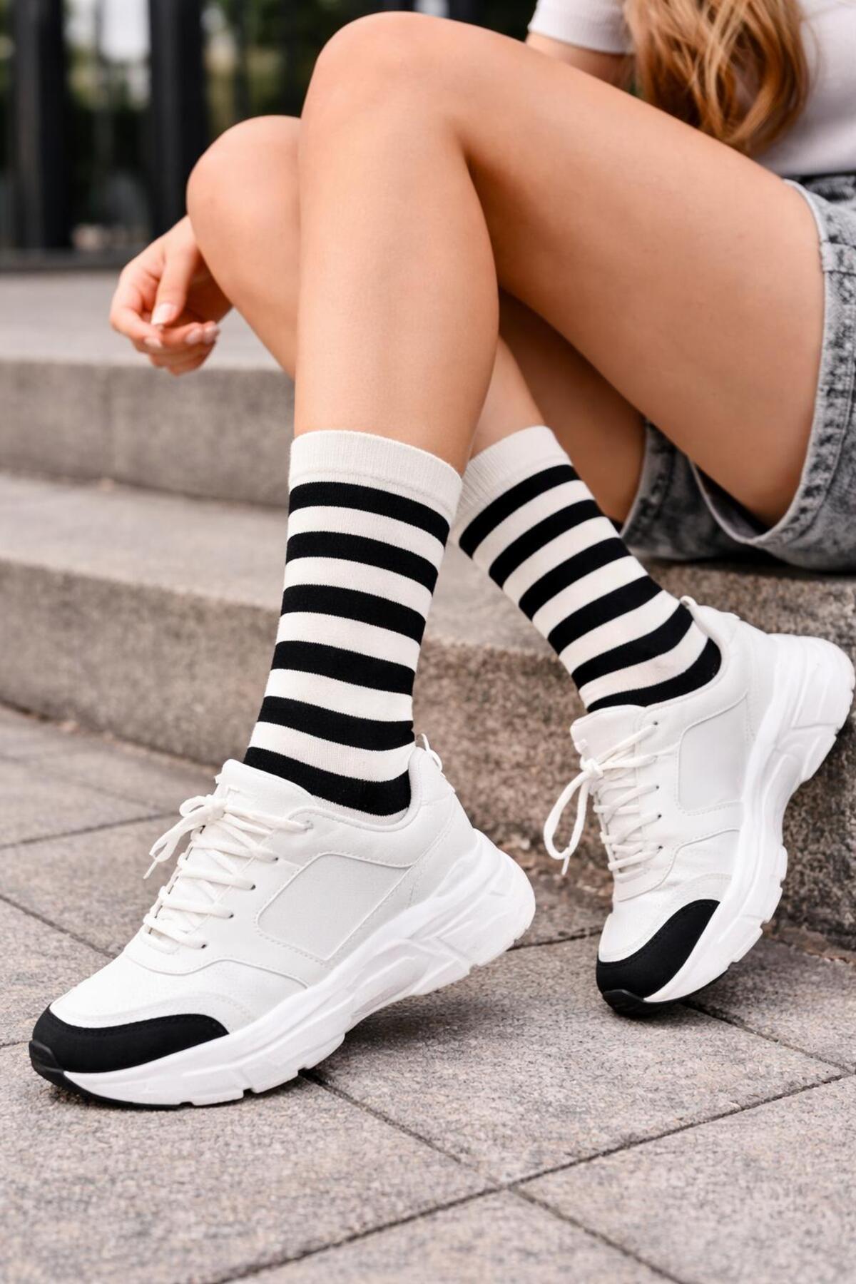 H&N Socks 4'lü Ekonomik Paket Unısex Tenis Çorap Set görsel 3