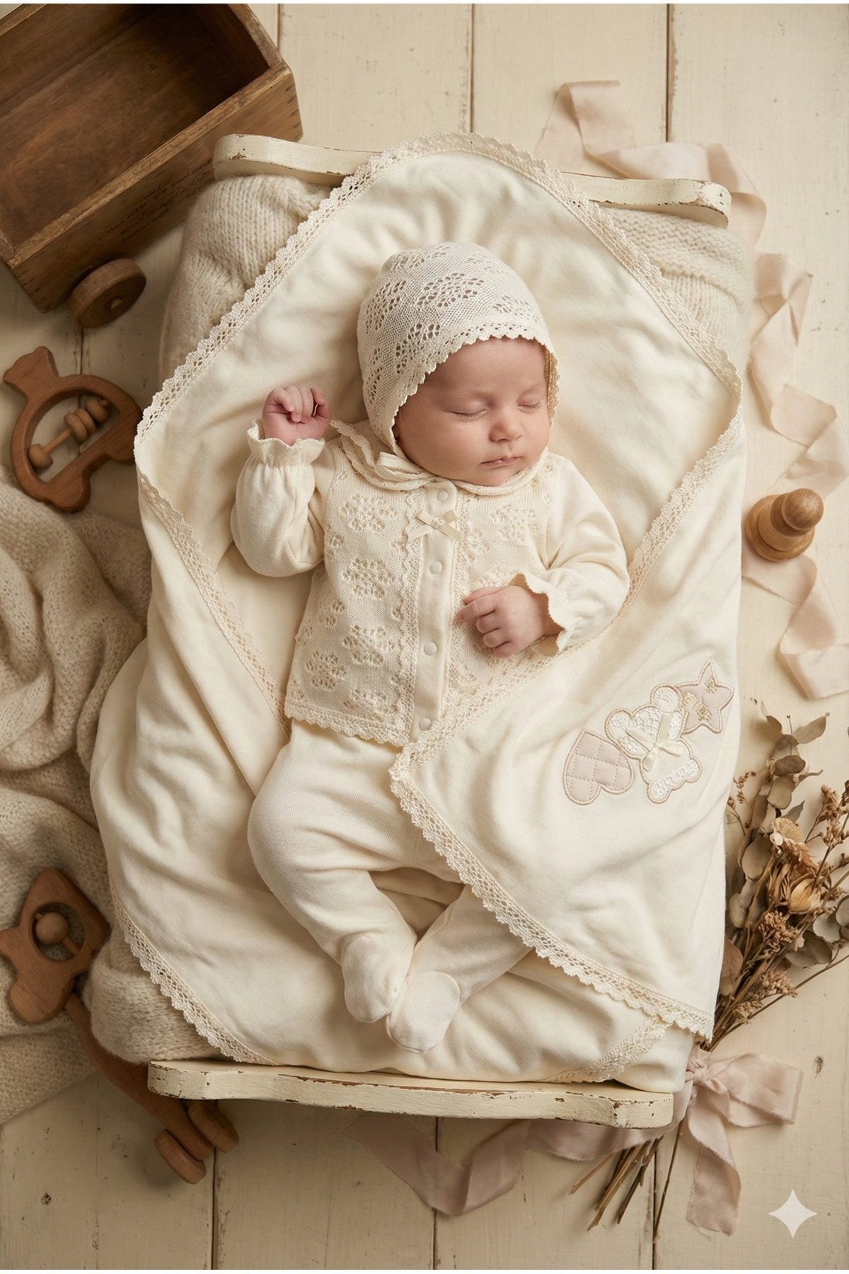 BABY GIRL LACE NEWBORN HOSPITAL DELIVERY SET OF 10 BODYSUITS WITH BOX