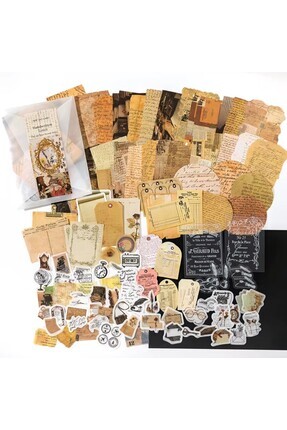 SF SCRAPBOOK KIRTASİYE Scrapbook / 200 Parça Vintage Temalı Scrapbooking / Jo...