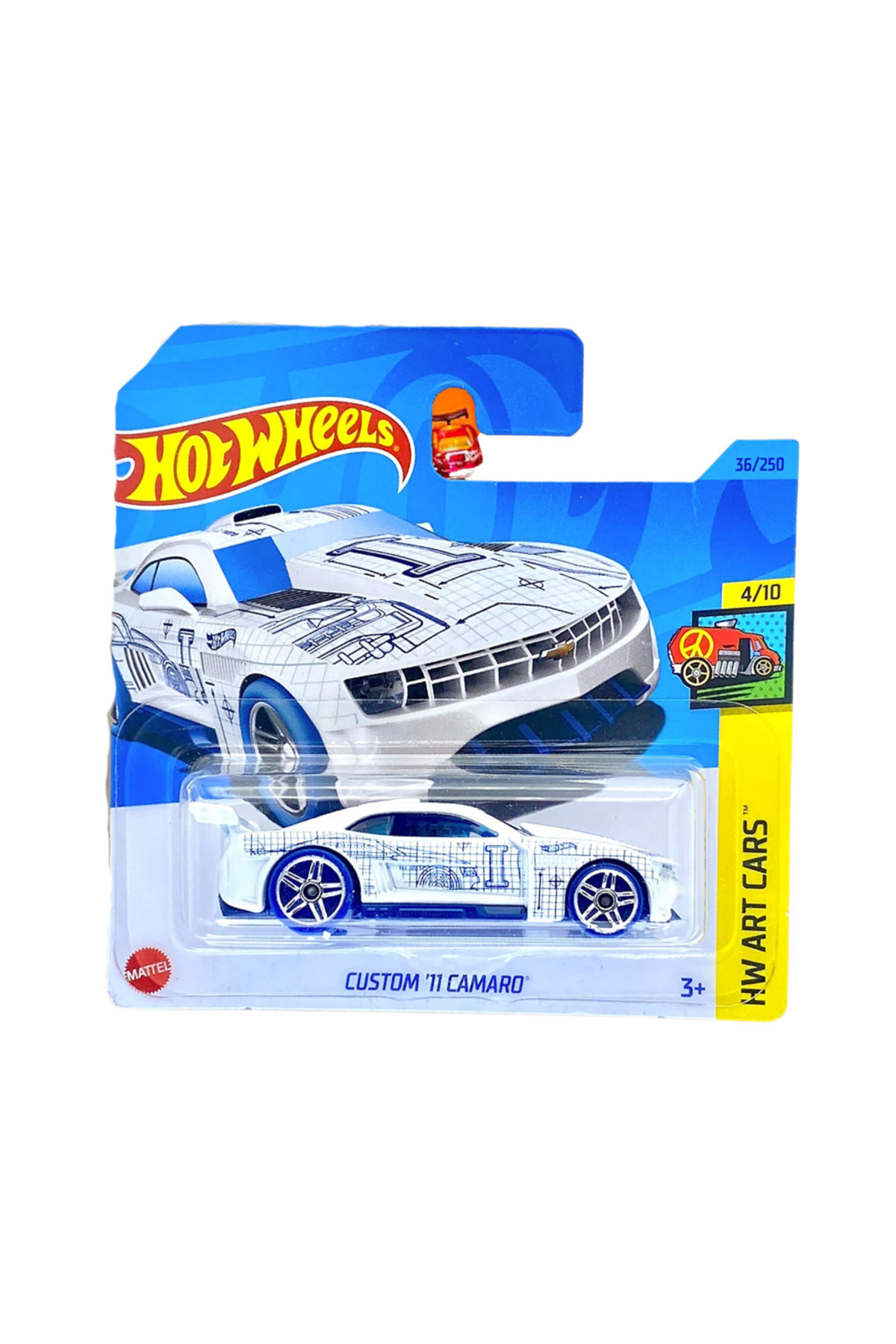 Masinuta Custom 11 Camaro, HW Art Cars 2021, Alb, 1:64