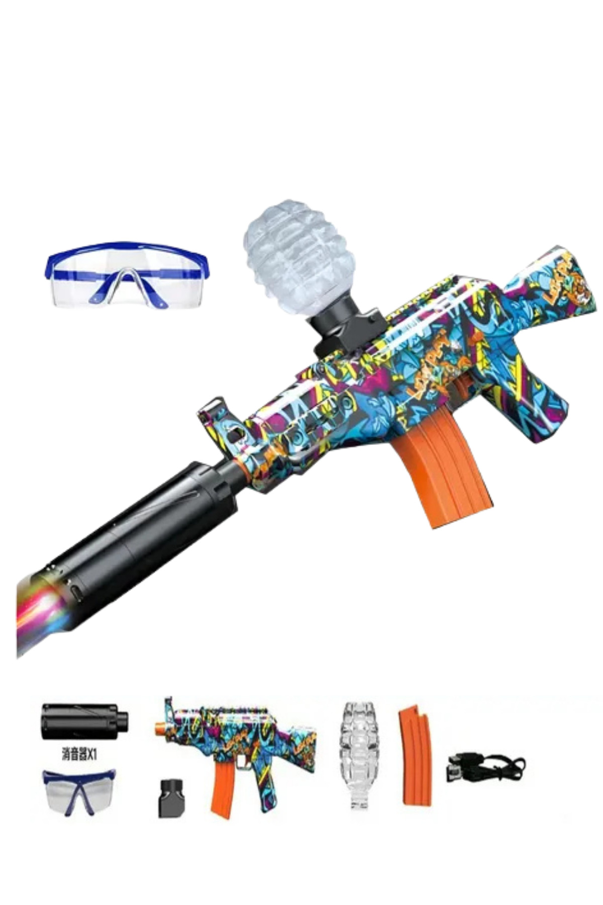 welcomein Oyuncak Tam Otomatik Su Jeli Atan AK-47 Tüfek Ateş ve