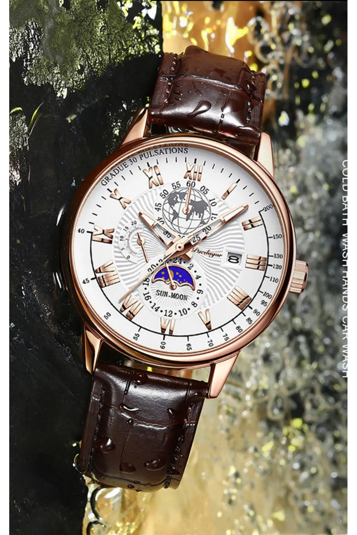 Poedagar Design  Deri Kordon Lüks Şık Tasarım Klasik Erkek Kol Saati - Görsel 5