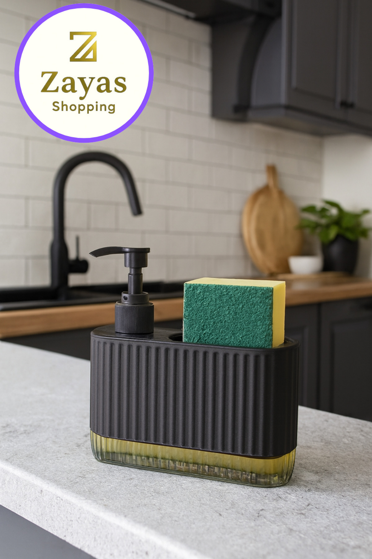 ZS-0062 -Merve-๐งผ Modern Soap Dispenser & Sponge Set โ Practical and Stylish Design
