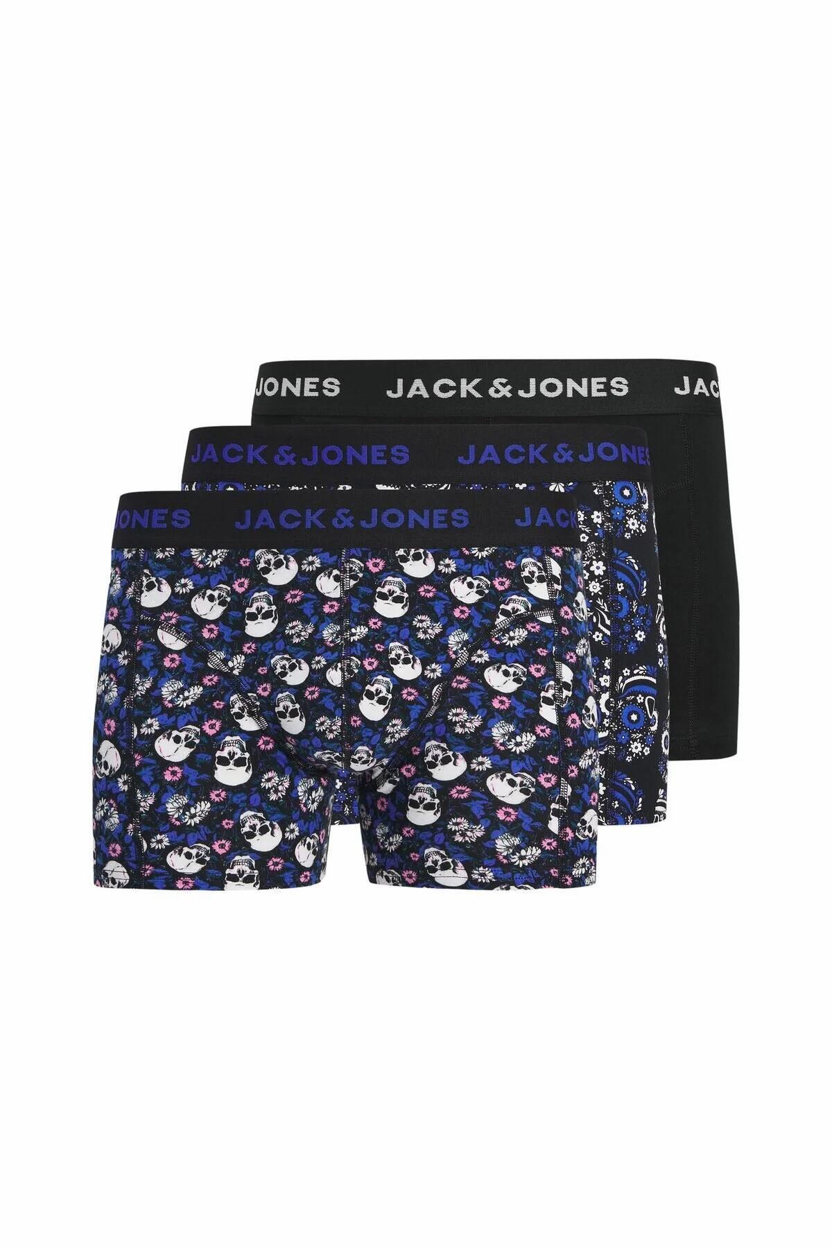 شورت ورزشی مردانه جک جونز مدل Flower Skull 3 Pack 12289026 جک اند جونز باکسر Jack & Jones