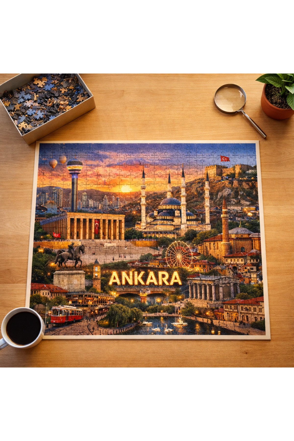 EXİN Ahşap Ankara Temalı 500 Parça Puzzle | Yetişkinlere Özel