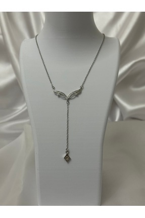 lysiaaccessory Gümüş Renk Zirkon Taşlı Maske Detaylı Y Kolye