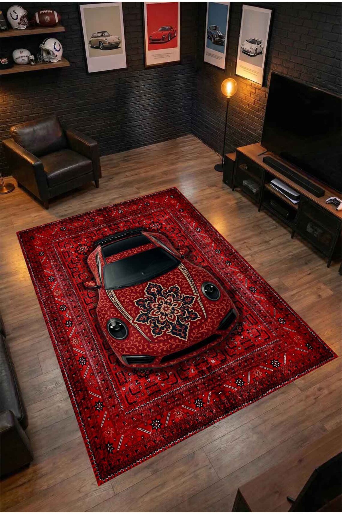 Qatalina PORSCHE 911 Motifli Yıkanabilir Spor Yarış Arabası