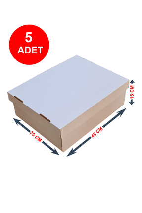 kutucum 35 X 45 X 15 cm Dikdörtgen Pasta Kutusu 5 ADET | Beyaz OLUKLU MUKAVVA...
