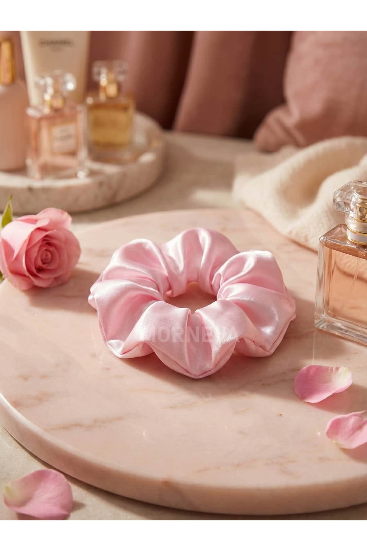 MORNEVA Pembe Saten Toka Scrunchie (1 Adet) görsel 5