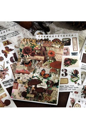 SF SCRAPBOOK KIRTASİYE 50 Sayfa Scrapbook Vintage Sticker Kitabı, Scrapbookin...