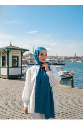 SELAY SOFT Su Yolu Desenli İpeksi Jakar Şal