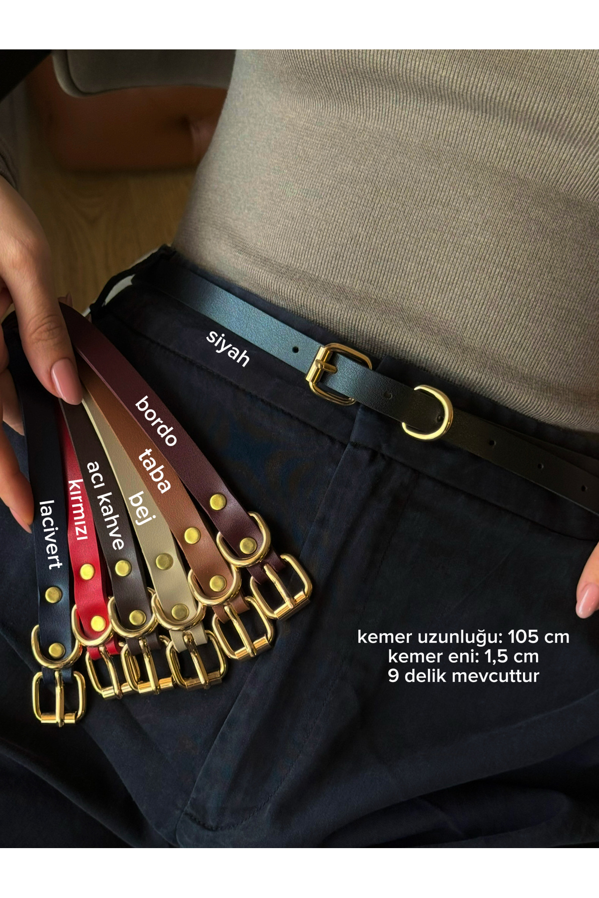 coaksco  Kadın Basic 7'li Gold Toka Kemer Set - Görsel 3