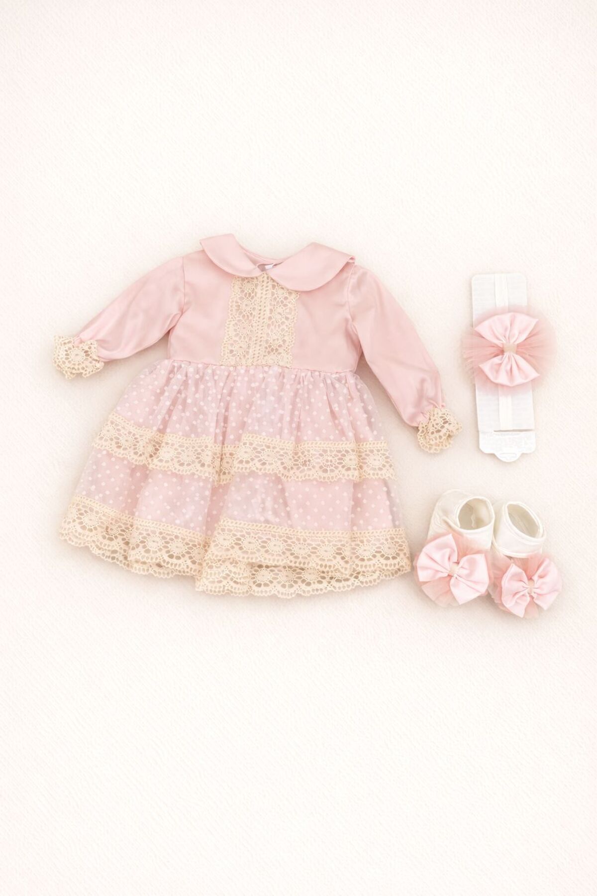 Numix Baby Kids Kız Bebek Dantelli Elbise, Lüks Elbise Seti, YeniDoğan, Mevlütlük Takım fotoğrafı 2 (önizleme)