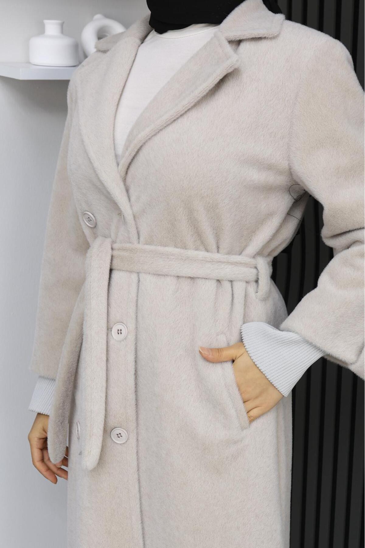 GÖZDE GİYİM  FOX KUMAŞ 115 CM BOY ERKEK YAKA KOL AĞZI TRİKOLU KABAN - Görsel 2