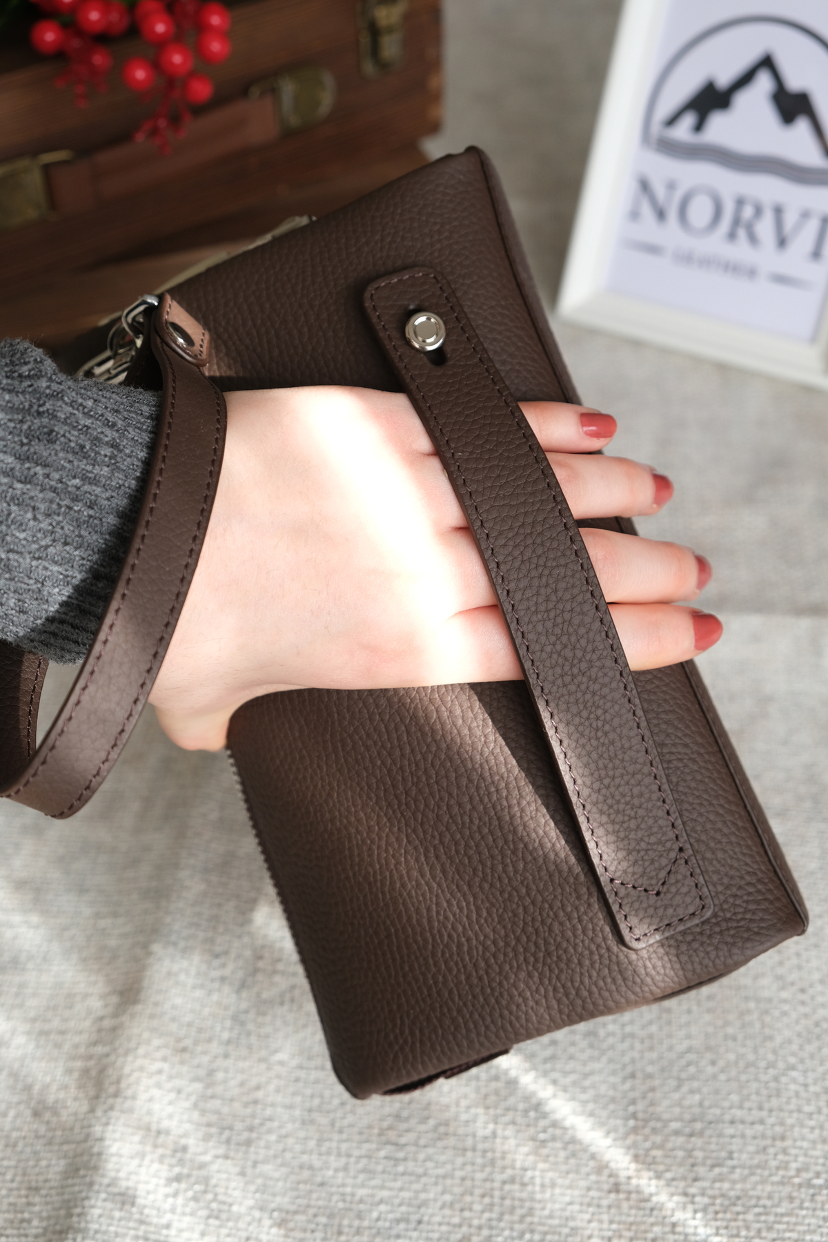 Norvi Leather Şifreli Hakiki Deri Erkek El Çantası 1232 görsel 6
