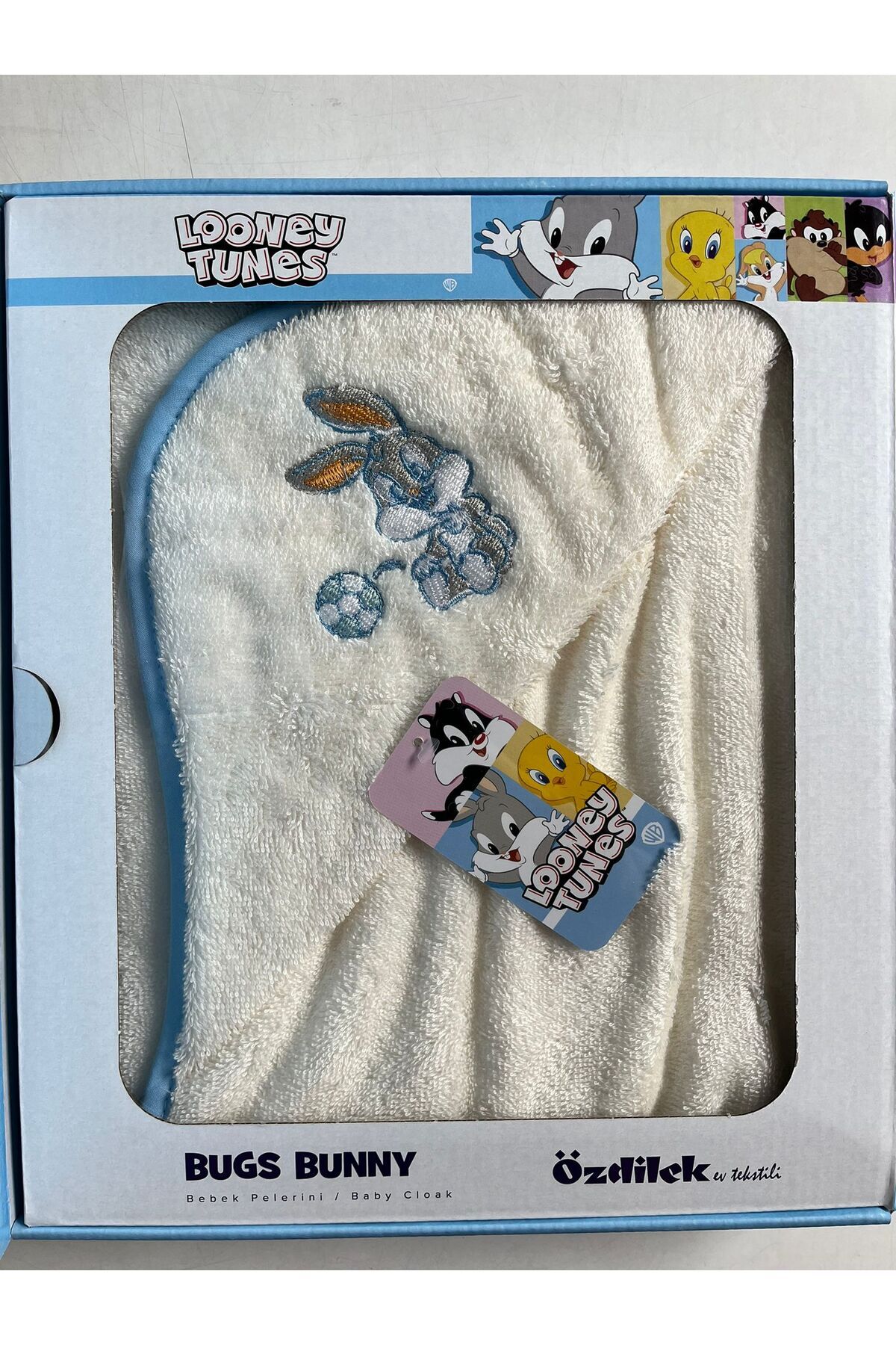 Özdilek Bugs Bunny Goal Lisans Nakışlı Bambu Yenidoğan Bebek Pelerini 80x80 Cm fotoğrafı 2 (önizleme)