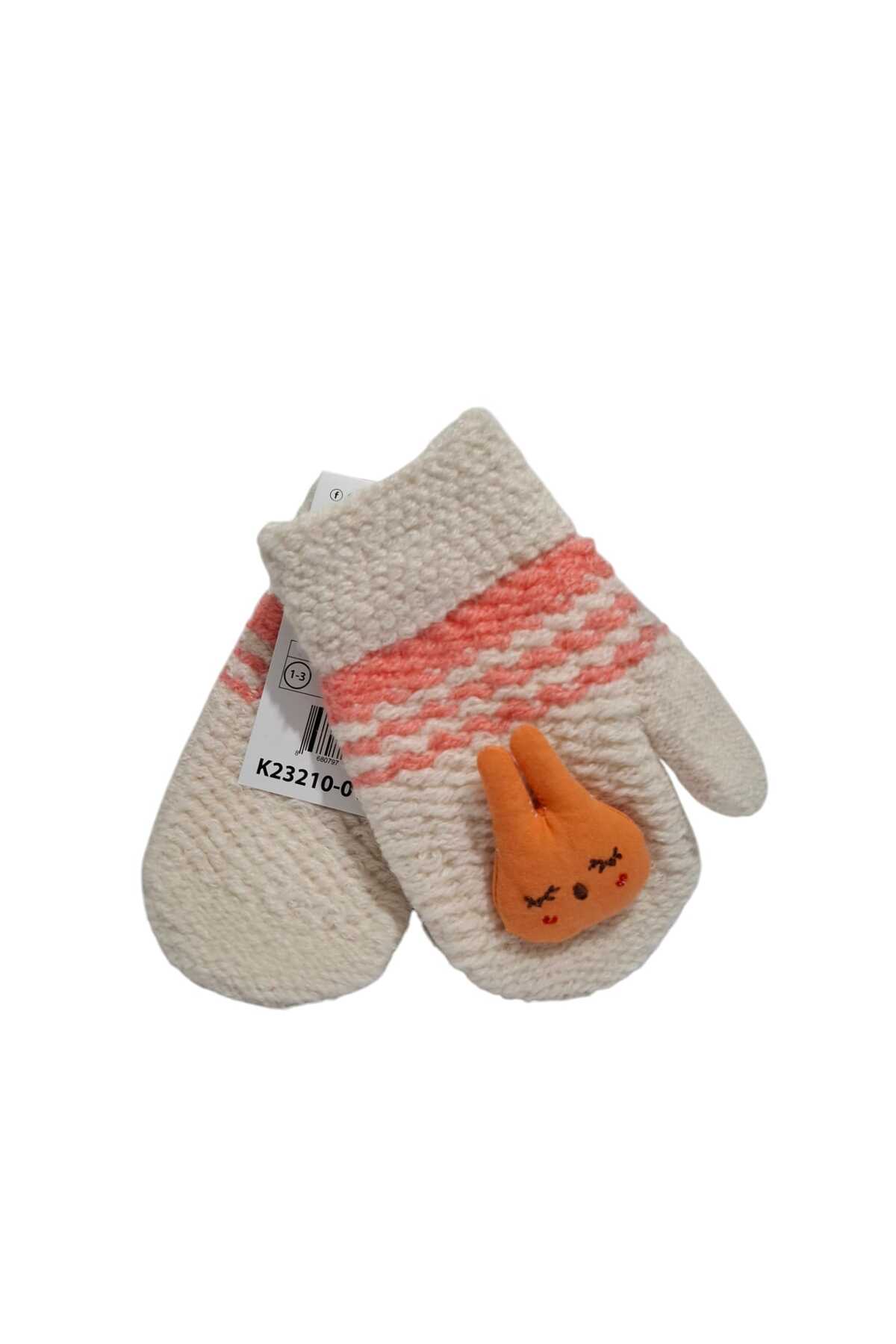 Kitti Spteks 1-3 Yaş Kız Bebe Krem Renk Maskot Figürlü Kışlık Örme Eldiven fotoğrafı 2 (önizleme)