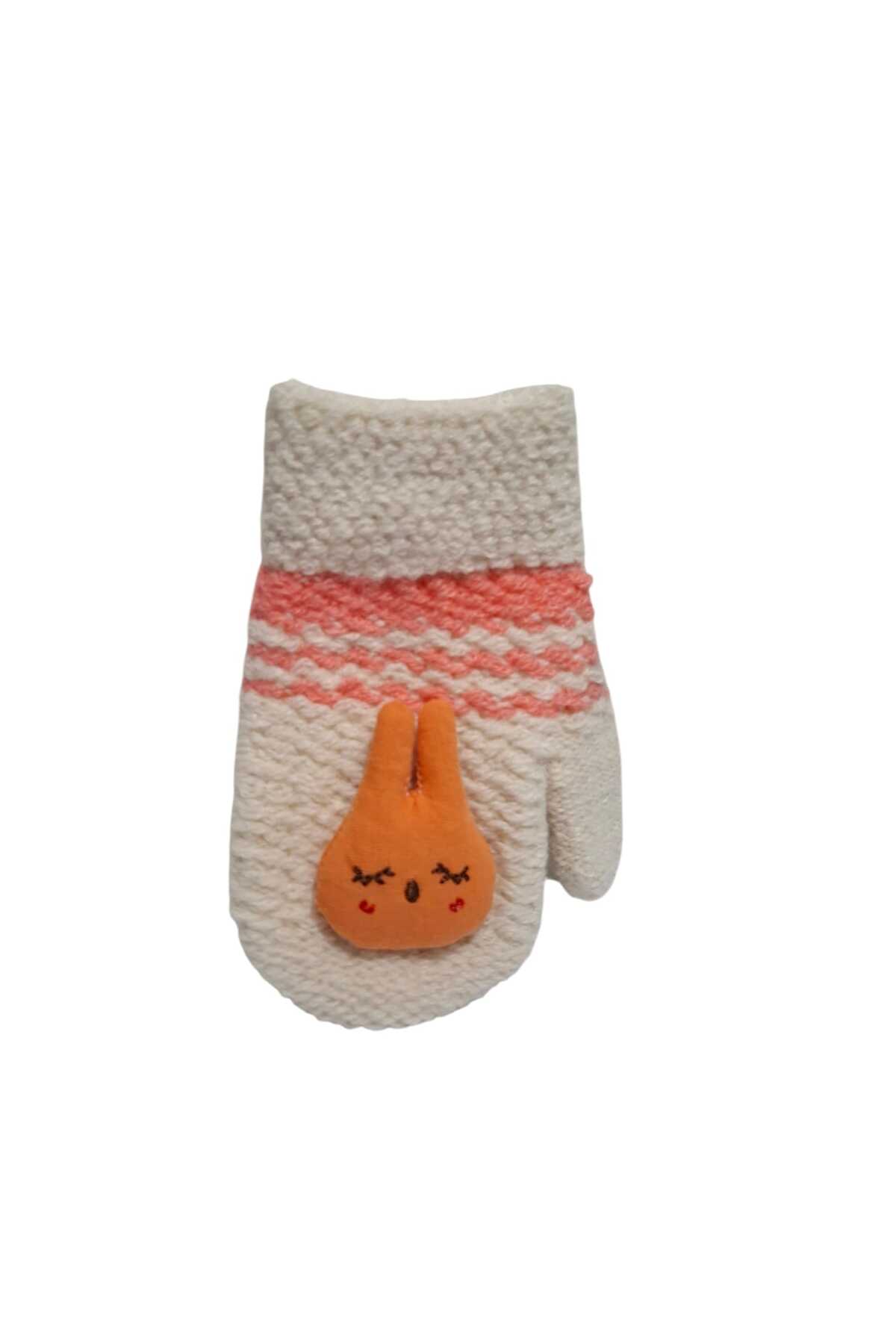 Kitti Spteks 1-3 Yaş Kız Bebe Krem Renk Maskot Figürlü Kışlık Örme Eldiven fotoğrafı 5 (önizleme)