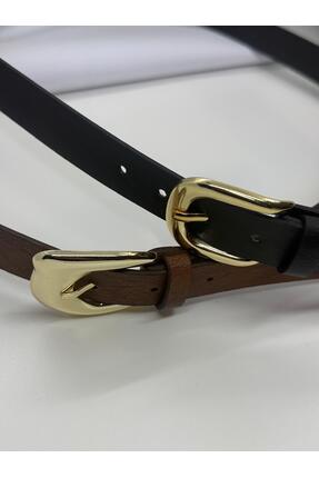 Hicret Aksesuar SİYAH KAHVE İKİLİ KEMER