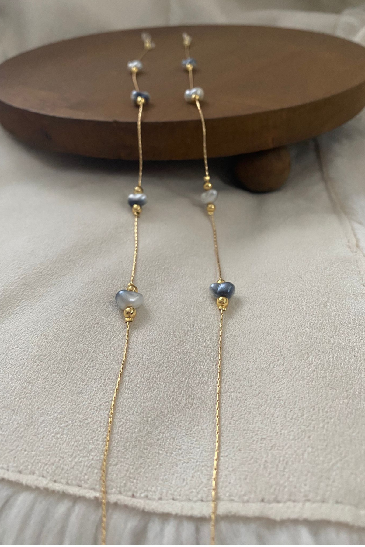 Glasses Chain Baroque Navy Blue Beige Pearl Glasses Lanyard Gift Accessory