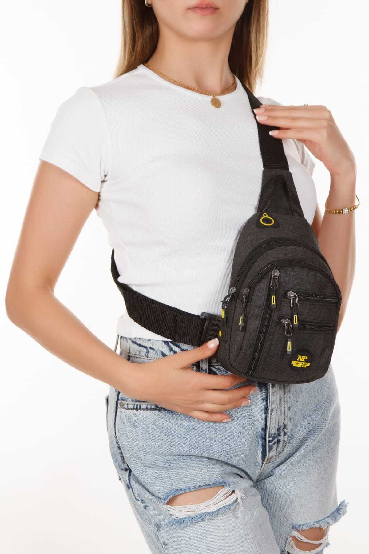 Newish Polo Unisex Su Geçirmez Kulaklık Usb Çıkışlı Çapraz Askılı Çanta Bel Omuz Ve Göğüs Çanta Günlük Bodybag görsel 3