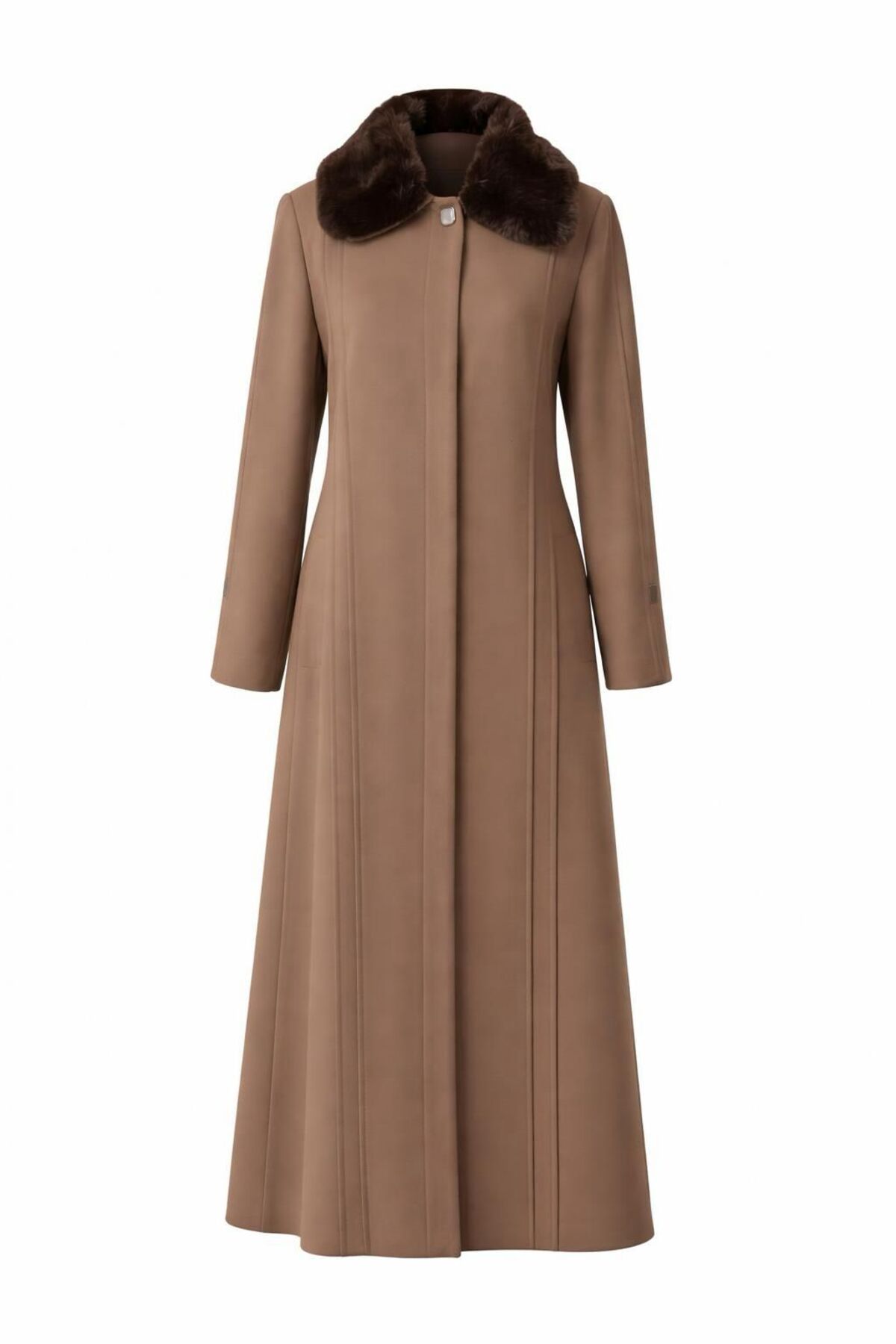 ESİN GİYİM  Yakası Çıkarılabilir Kürklü Büyük Beden Kaşe Palto