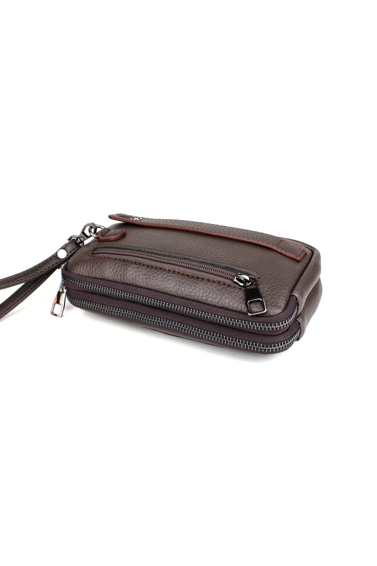 deri,se club Erkek Kahverengi İki Bölmeli Lüks El Ve Bileklik Kemerli Portföy El Çantası görsel 6