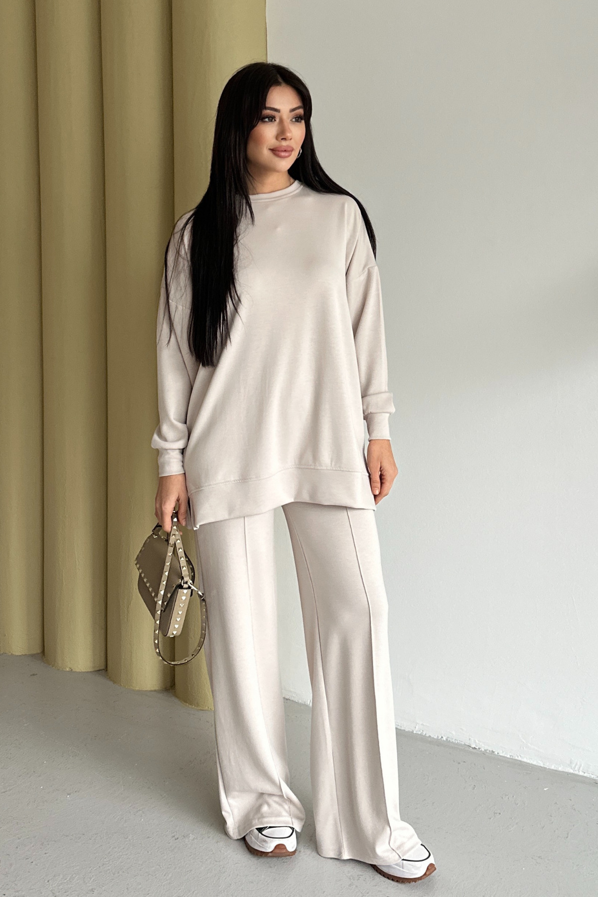 Women's Modal Combed Cotton Oversized Hijab Tunic Set 4028