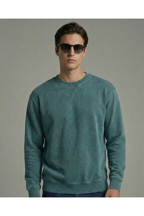 BİGOSSO Yıkamalı Bisiklet Yaka Oversize Sweatshirt