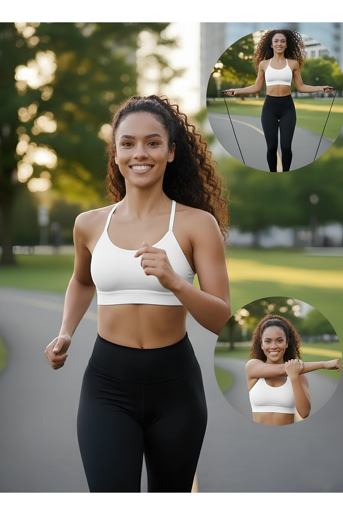 MİSTİRİK Astura Model İçi Pedli Esnek Yapılı Kadın Spor Büstiyer Beyaz Renk görsel 5