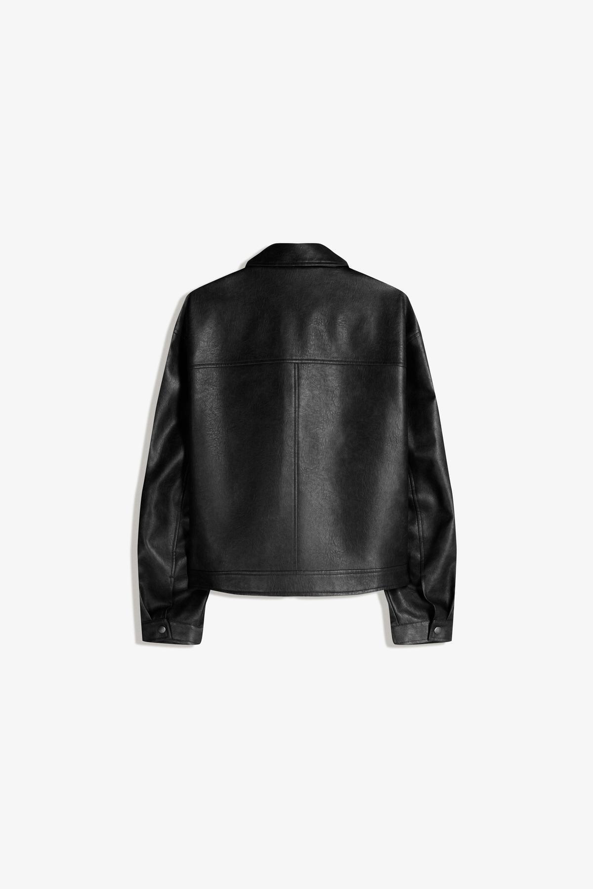 Bershka  Boxy fit suni deri ceket - Görsel 5