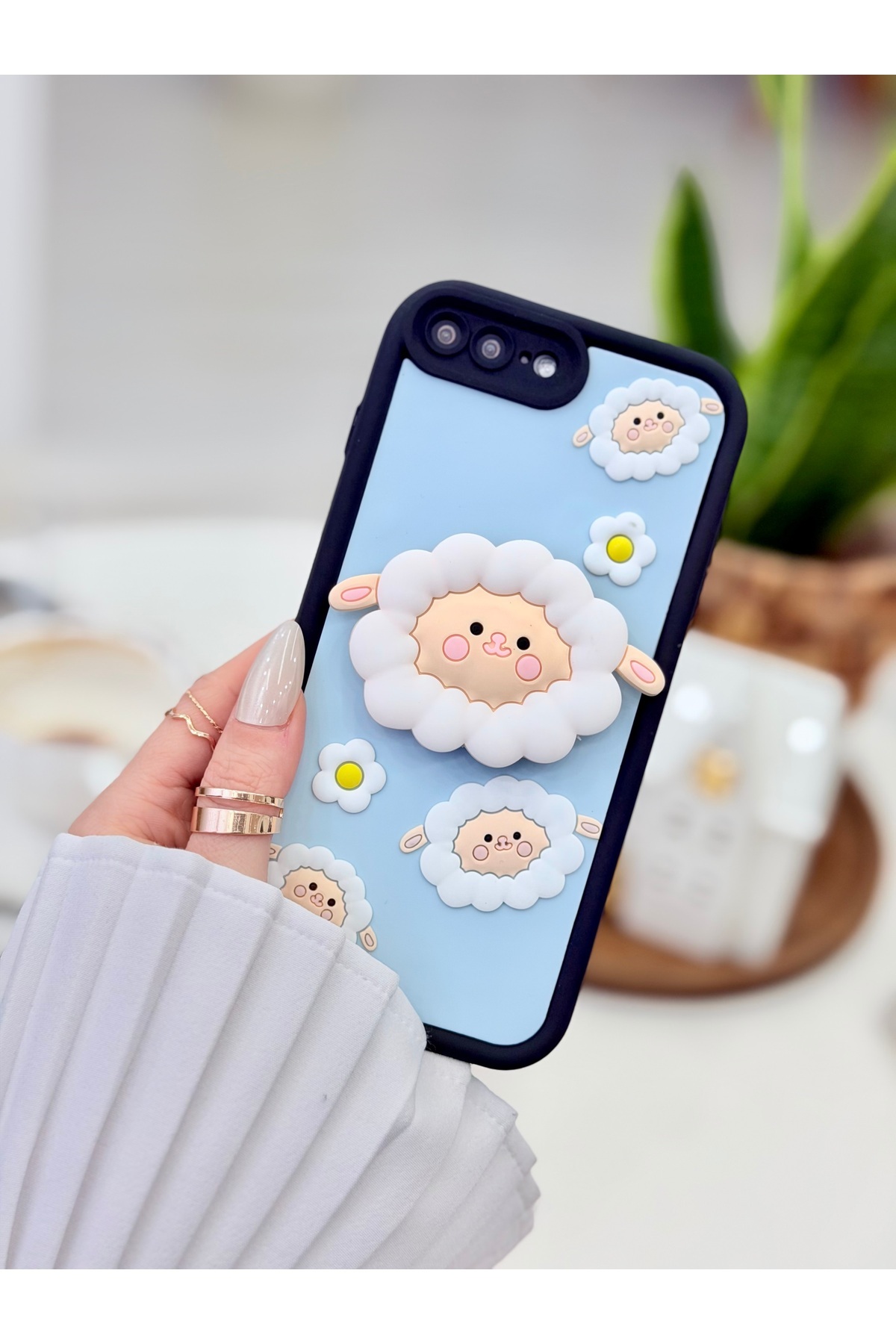 Iphone 7 Plus And 8 Plus Compatible Pop Socket Lamb Toy Design Flexible Silicone Case