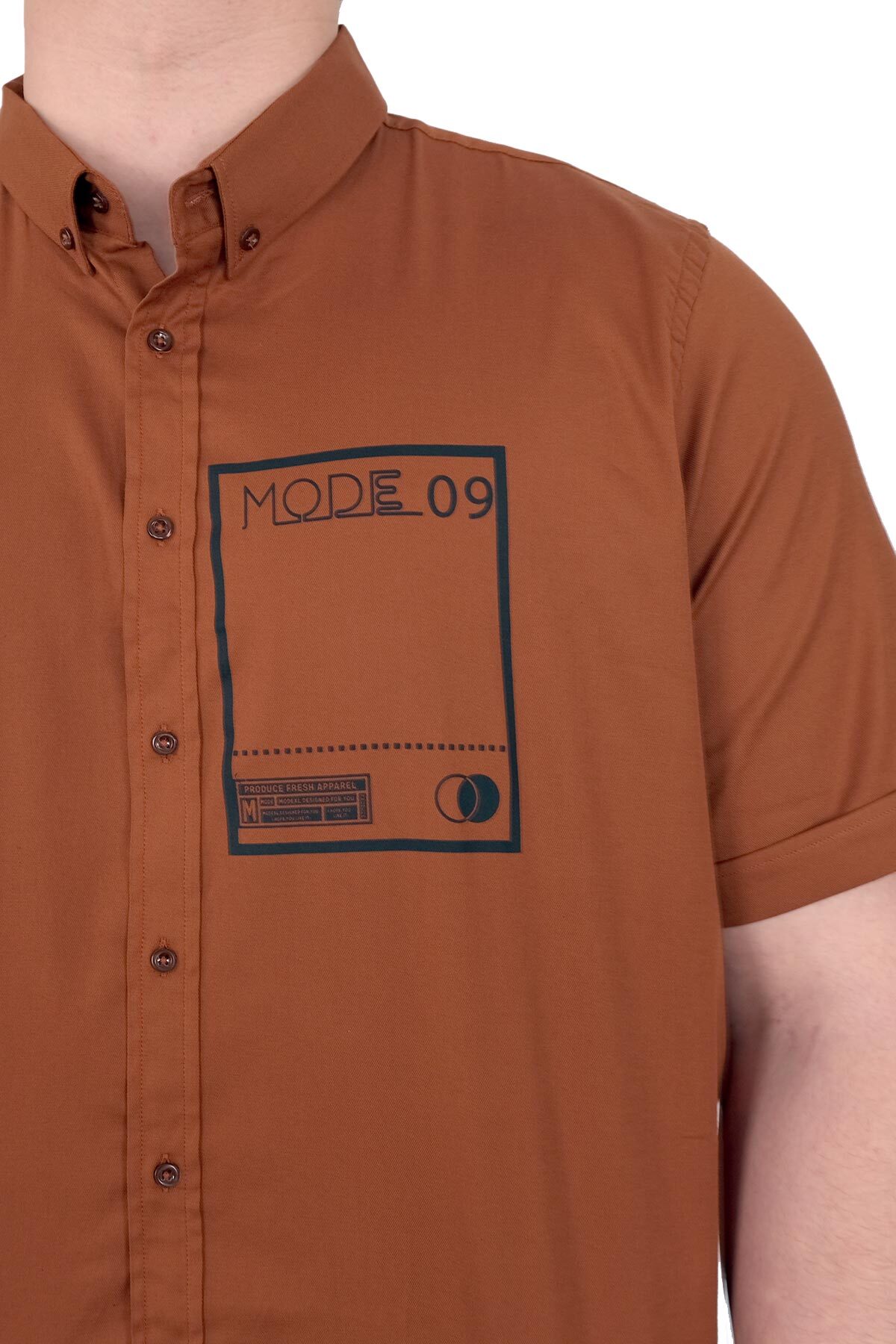 ModeXL Mode XL Büyük Beden Erkek Gabardin Gömlek Mode09 U25603 Tarçın görsel 5